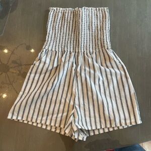 Striped linen romper